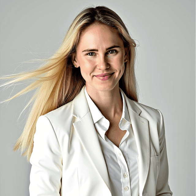Pixme AI output of a woman in a white business suit.
